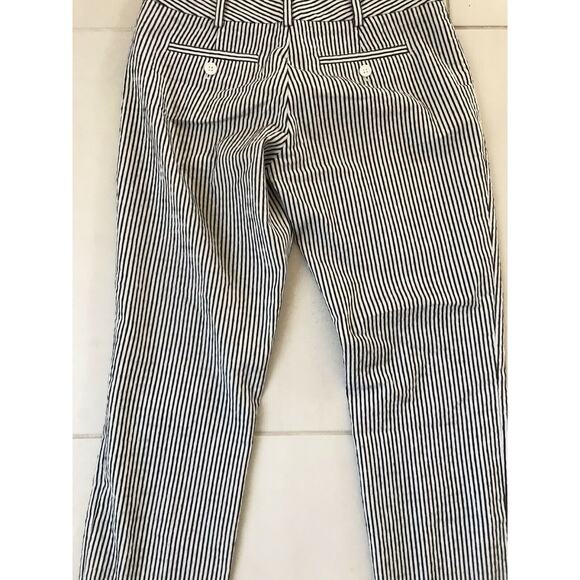 Club Monaco Low Rise Striped Crop Seersucker Trouser Pants - Picture 9 of 10